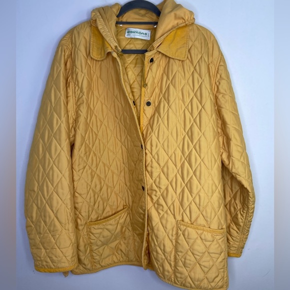 VINTAGE Simons quilted corduroy collar yellow jacket - Picture 8 of 13